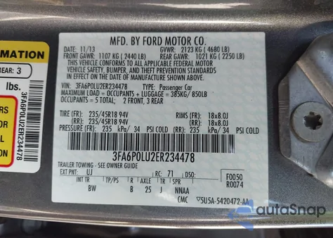 2014 Ford Fusion Hybrid Se from USA, damaged, VIN 3FA6P0LU2ER234478